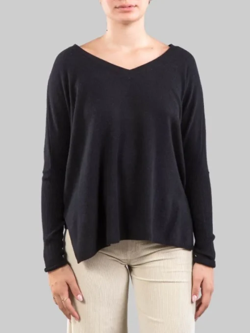 Online ABSOLUT CASHMERE MAGLIA NERA IN CASHMERE CON SCOLLATURA A "V" Nero