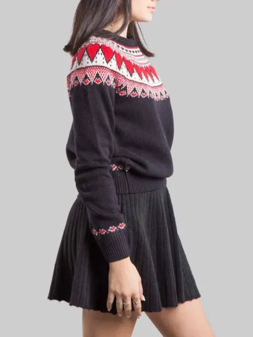 Discount MC2 SAINT BARTH MAGLIA PULLOVER IN STILE NORDICO NERA A FANTASIA CUORI Nero