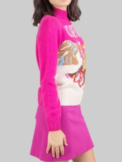Sale MC2 SAINT BARTH MAGLIONE CON COLLO A LUPETTO FUCSIA CON GRAFICA "CORTINA" Fuxia