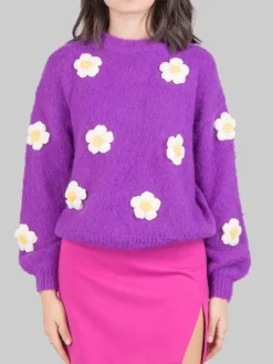 Hot MC2 SAINT BARTH MAGLIONE A GIROCOLLO DANYA CON MARGHERITE Viola