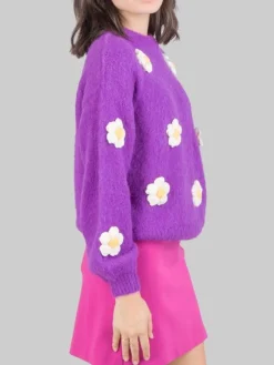 Hot MC2 SAINT BARTH MAGLIONE A GIROCOLLO DANYA CON MARGHERITE Viola