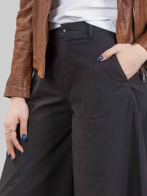 Outlet I LOVE MP MAXI PANTALONI ELLE IN COTONE ELASTICIZZATO CON GAMBE AMPIE Nero