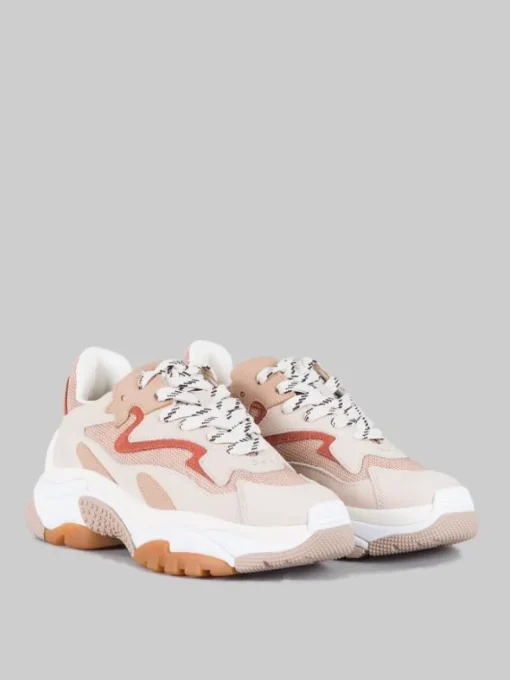 Hot ASH MAXI SNEAKER ADDICT IN PELLE E TELA E MARRONE ARAGON Nude