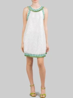 Best PHO FIRENZE MINI ABITO IN PAILLETTES CON PROFILI DECORATI Bianco