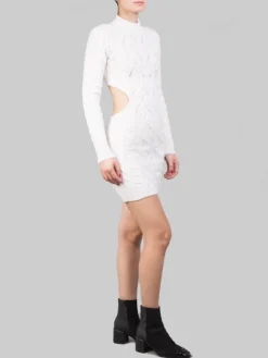Clearance AKEP MINI ABITO BIANCO IN MAGLIA INTRECCIATA CON SCOLLATURA SULLA SCHIENA Panna