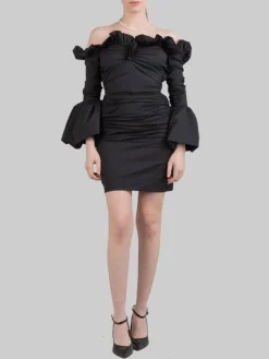 Online PHILOSOPHY DI LORENZO SERAFINI MINI ABITO DRAPPEGGIATO IN TAFFETÀ ELASTICIZZATA Nero