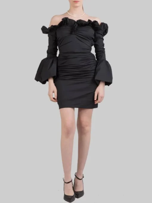 Online PHILOSOPHY DI LORENZO SERAFINI MINI ABITO DRAPPEGGIATO IN TAFFETÀ ELASTICIZZATA Nero