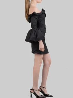 Online PHILOSOPHY DI LORENZO SERAFINI MINI ABITO DRAPPEGGIATO IN TAFFETÀ ELASTICIZZATA Nero