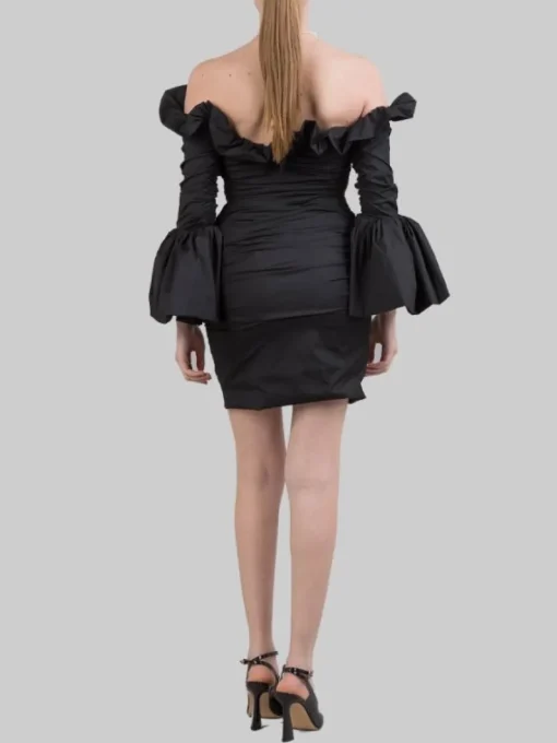 Online PHILOSOPHY DI LORENZO SERAFINI MINI ABITO DRAPPEGGIATO IN TAFFETÀ ELASTICIZZATA Nero