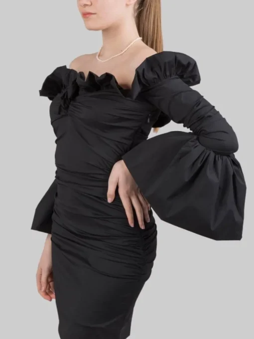 Online PHILOSOPHY DI LORENZO SERAFINI MINI ABITO DRAPPEGGIATO IN TAFFETÀ ELASTICIZZATA Nero