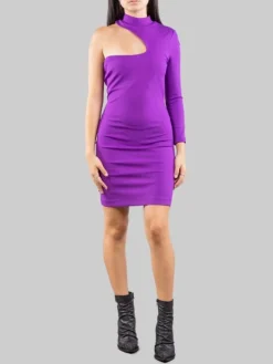 New HANITA MINI ABITO MONOSPALLA IRIS IN TESSUTO ELASTICIZZATO Viola