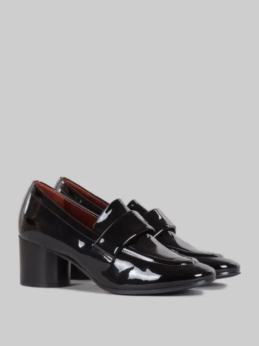 Sale LORENA PAGGI MOCASSINI IN PELLE NERA EFFETTO VERNICE Nero