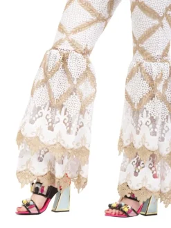 Clearance AMUSE PANTALONI E ORO VITA ALTA CON TULLE E RICAMI Bianco