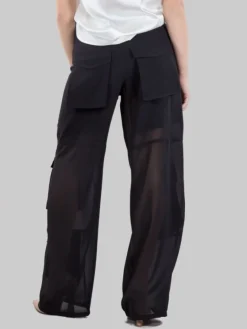Online PINKO PANTALONI CAMPOFIORIN CARGO NERI IN GEORGETTE CON TRASPARENZE Nero