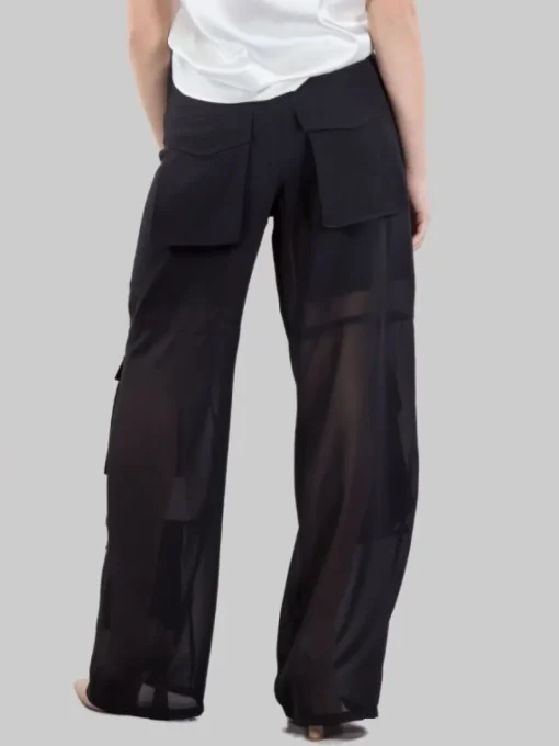 Online PINKO PANTALONI CAMPOFIORIN CARGO NERI IN GEORGETTE CON TRASPARENZE Nero