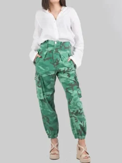 Fashion PINKO PANTALONI CARGO IN COTONE STAMPA MILITARE CON BORCHIE E STRASS Camouflage