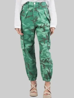 Fashion PINKO PANTALONI CARGO IN COTONE STAMPA MILITARE CON BORCHIE E STRASS Camouflage