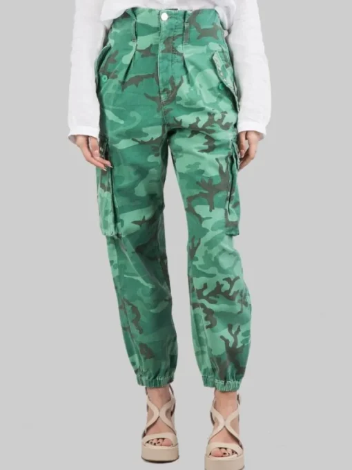Fashion PINKO PANTALONI CARGO IN COTONE STAMPA MILITARE CON BORCHIE E STRASS Camouflage
