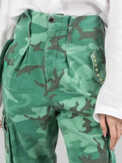 Fashion PINKO PANTALONI CARGO IN COTONE STAMPA MILITARE CON BORCHIE E STRASS Camouflage