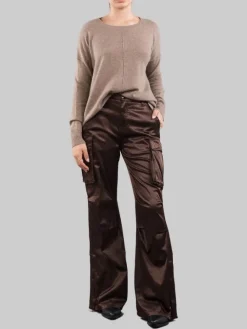 New I LOVE MP PANTALONI CARGO IN RASO ELASTICIZZATO Marrone