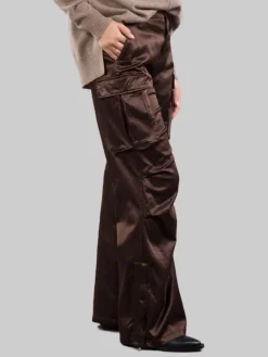 New I LOVE MP PANTALONI CARGO IN RASO ELASTICIZZATO Marrone