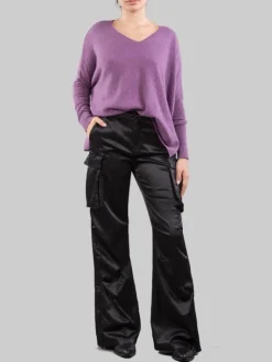 Online I LOVE MP PANTALONI CARGO IN RASO ELASTICIZZATO Nero