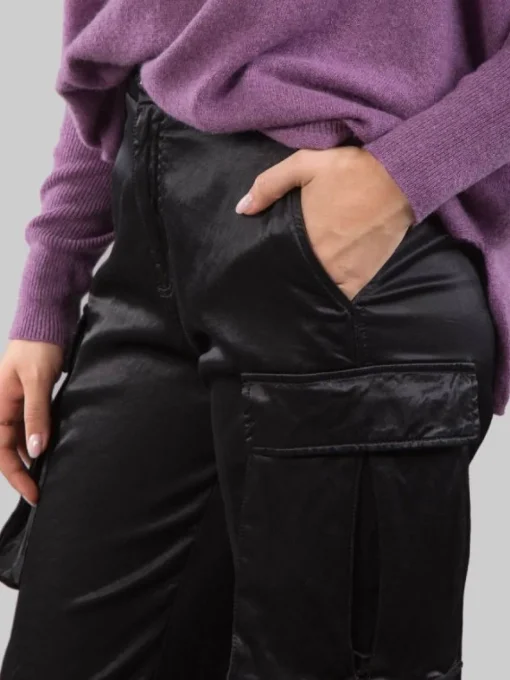 Online I LOVE MP PANTALONI CARGO IN RASO ELASTICIZZATO Nero