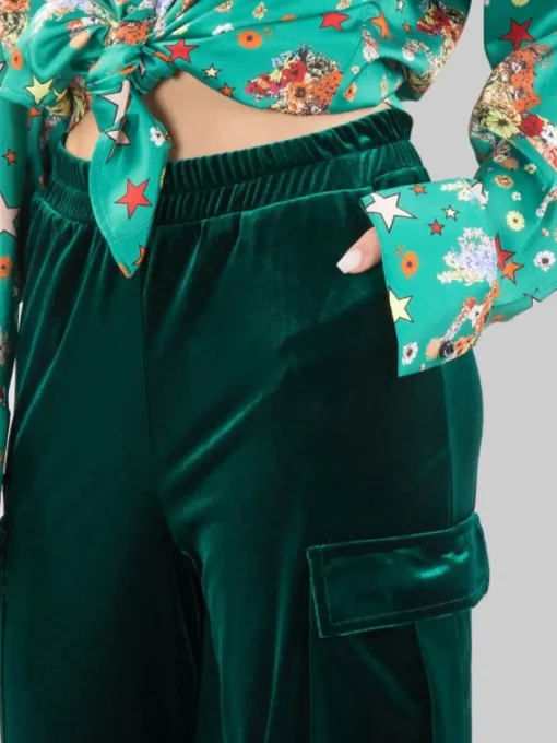 Clearance 5 PROGRESS PANTALONI CARGO IN VELLUTO BOSCO CON ELASTICO IN VITA Verde