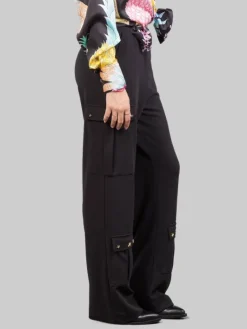 Discount 5 PROGRESS PANTALONI CARGO NERI CON STELLE APPLICATE Nero
