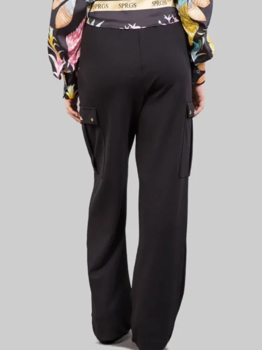 Discount 5 PROGRESS PANTALONI CARGO NERI CON STELLE APPLICATE Nero