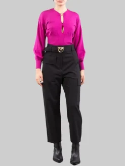 Best PINKO PANTALONI CARGO NERI IN TESSUTO ELASTICIZZATO CON CINTURA LOVE BIRDS Nero