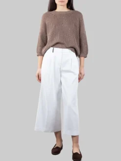 Hot PESERICO PANTALONI CROPPED BIANCHI IN LINO E COTONE Bianco