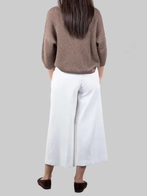Hot PESERICO PANTALONI CROPPED BIANCHI IN LINO E COTONE Bianco