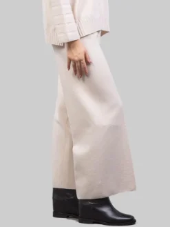 Fashion D.EXTERIOR PANTALONI CROPPED IN LANA ELASTICIZZATI GESSO Ecru