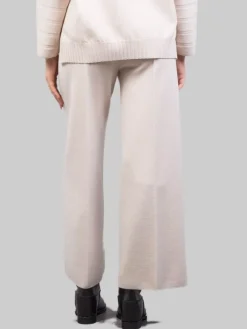 Fashion D.EXTERIOR PANTALONI CROPPED IN LANA ELASTICIZZATI GESSO Ecru