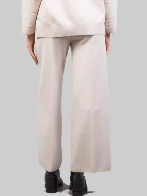 Fashion D.EXTERIOR PANTALONI CROPPED IN LANA ELASTICIZZATI GESSO Ecru