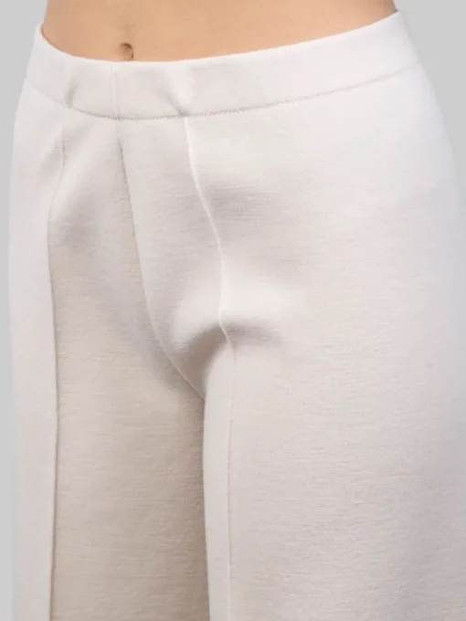 Fashion D.EXTERIOR PANTALONI CROPPED IN LANA ELASTICIZZATI GESSO Ecru