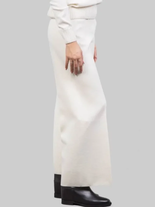 Discount D.EXTERIOR PANTALONI CROPPED IN LANA ELASTICIZZATI LATTE Bianco