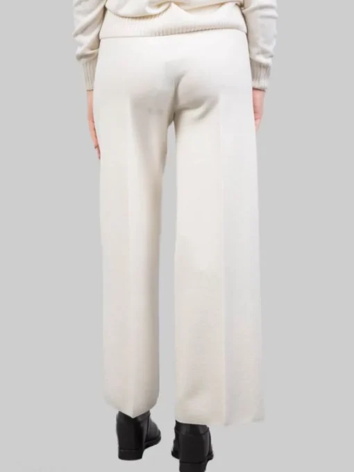 Discount D.EXTERIOR PANTALONI CROPPED IN LANA ELASTICIZZATI LATTE Bianco