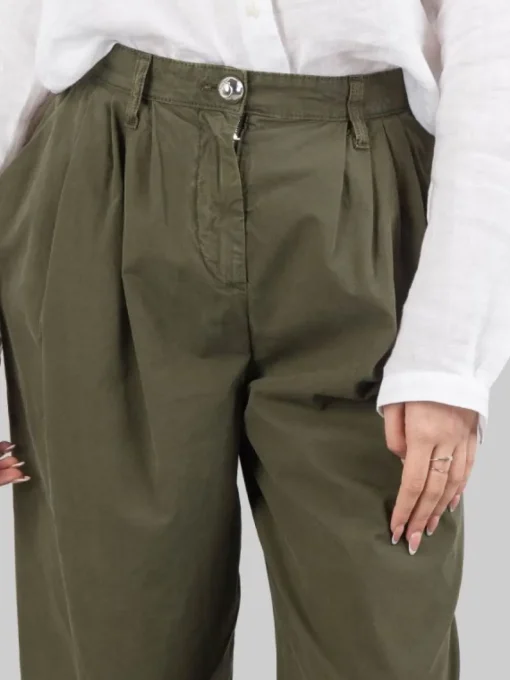 Fashion PINKO PANTALONI CROPPED IN MORBIDO COTONE A VITA ALTA CON PINCES VerdeMilitare