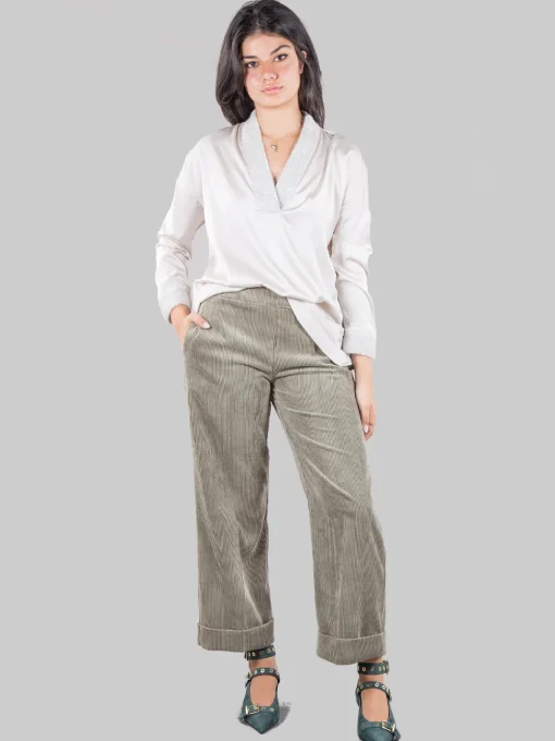 Outlet D.EXTERIOR Pantaloni cropped in velluto
