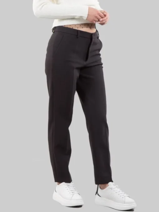 New RED VALENTINO PANTALONI CROPPED NERI IN CADY TECNICO ELASTICIZZATO Nero
