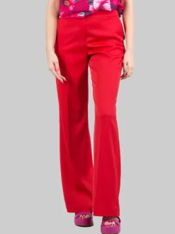 New PINKO PANTALONI FLARE ROSSI IN TESSUTO LUCIDO A VITA ALTA Rosso
