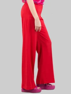 New PINKO PANTALONI FLARE ROSSI IN TESSUTO LUCIDO A VITA ALTA Rosso