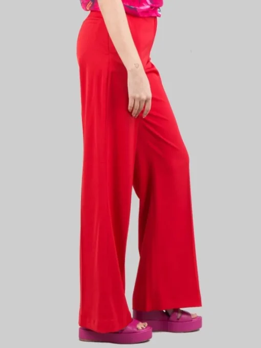 New PINKO PANTALONI FLARE ROSSI IN TESSUTO LUCIDO A VITA ALTA Rosso