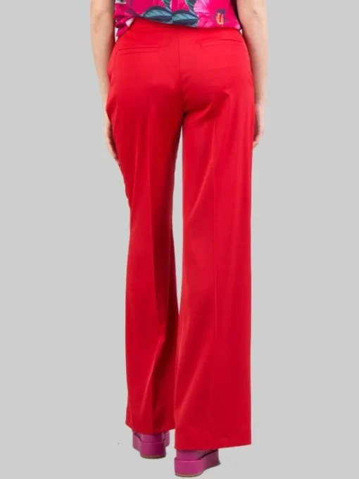 New PINKO PANTALONI FLARE ROSSI IN TESSUTO LUCIDO A VITA ALTA Rosso