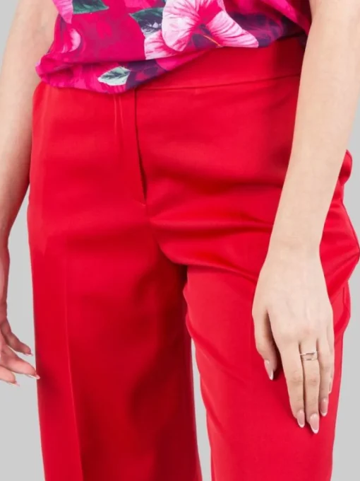 New PINKO PANTALONI FLARE ROSSI IN TESSUTO LUCIDO A VITA ALTA Rosso
