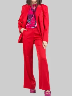 New PINKO PANTALONI FLARE ROSSI IN TESSUTO LUCIDO A VITA ALTA Rosso