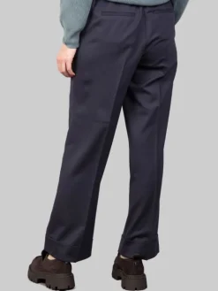 Clearance PESERICO PANTALONI IN MISTO LANA A VITA ALTA CON PINCES E CINTURA IN VITA Blu
