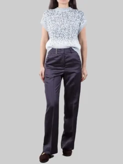 Outlet PESERICO PANTALONI IN MISTO LINO E VISCOSA SCURO CON RISVOLTI AL FONDO Blu